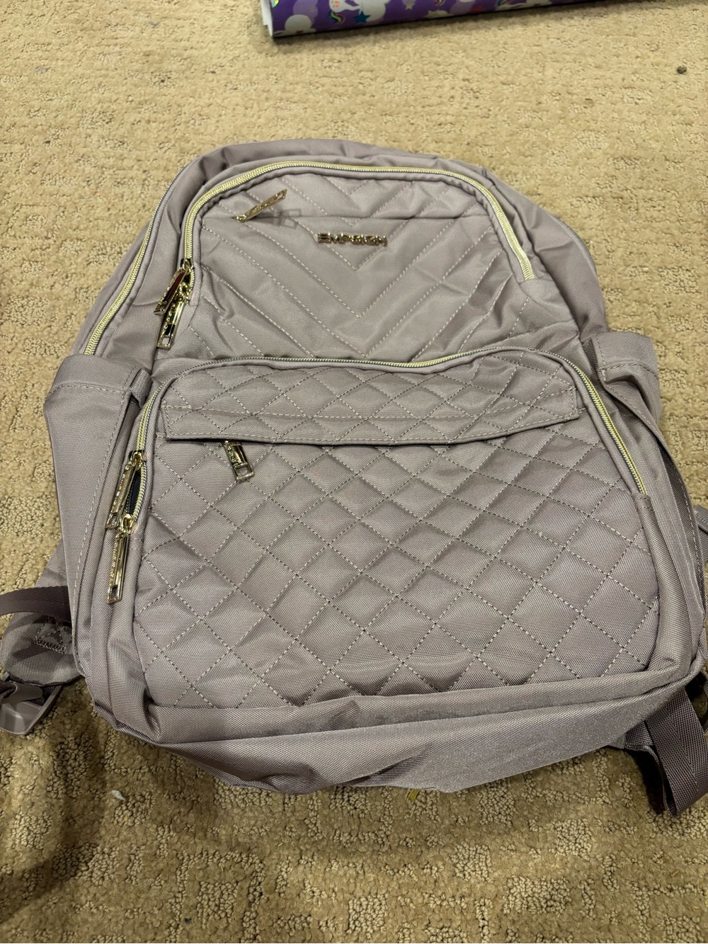 Quilted Lavender Backpack - Stylish Everyday Carry